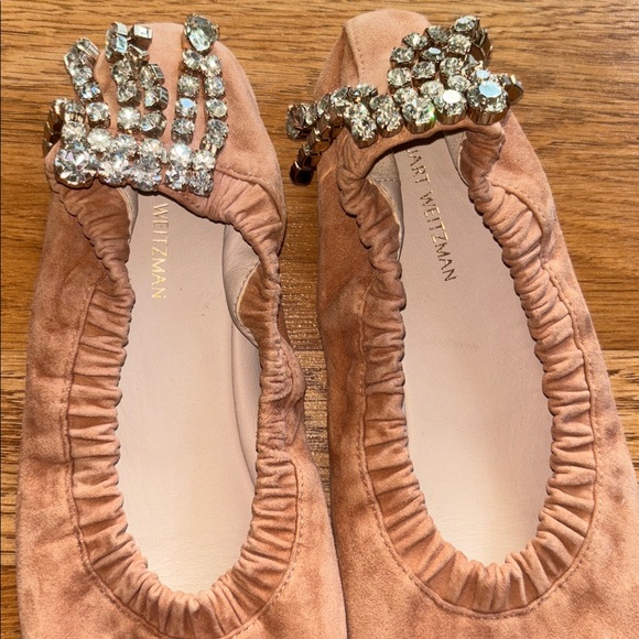 Stuart Weitzman Flat Women 8 M Ballet Rhinestone Dixie Elastic Work Party Core - Picture 5 of 6